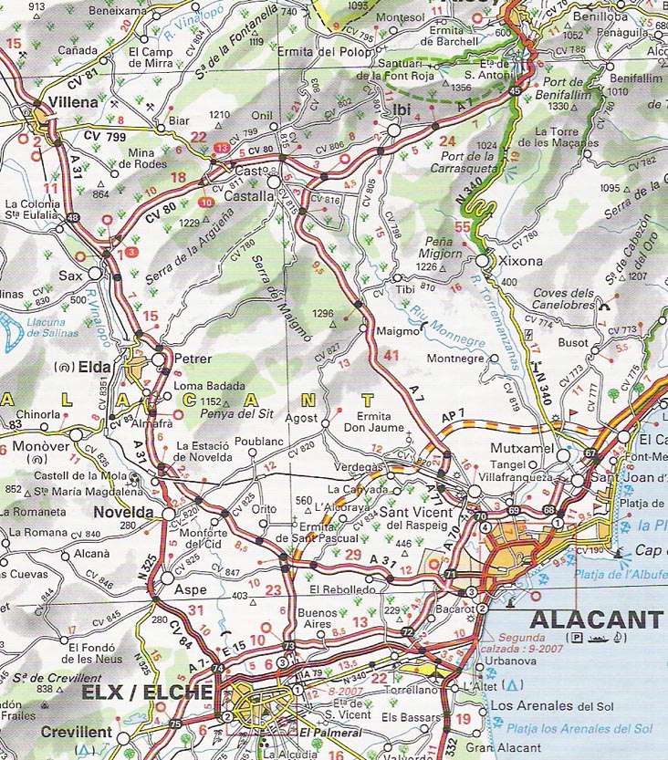 Villena Map - Costa Blanca - Spain